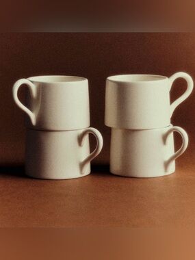 Sézane Ecru Ceramic Stackable Espresso Mugs New in Box